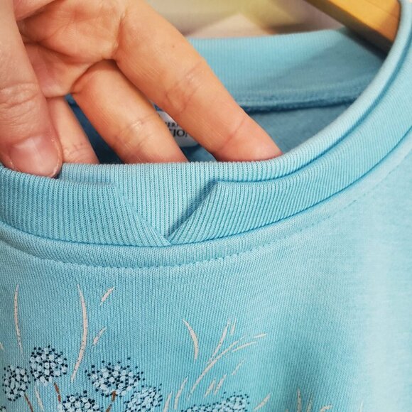 NORTHERN REFLECTIONS Women's Large NWT Floral Sweatshirt Crew Fleece Lined Blue - Picture 3 of 14